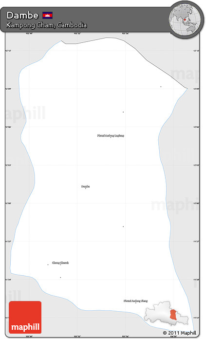 Silver Style Simple Map of Dambe, single color outside