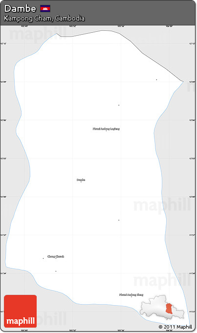 Silver Style Simple Map of Dambe, single color outside