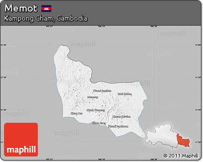 Gray Map of Memot, single color outside