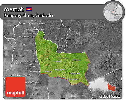 Satellite Map of Memot, desaturated