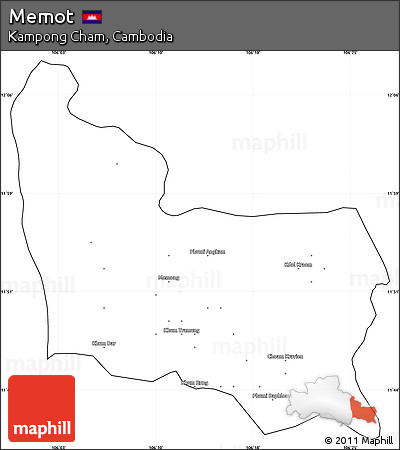 Blank Simple Map of Memot, cropped outside