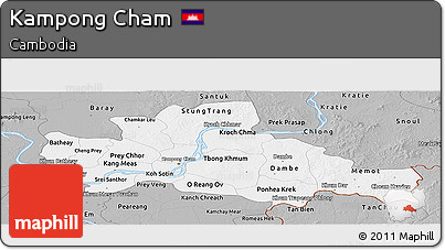 Gray Panoramic Map of Kampong Cham