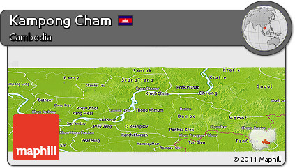 Physical Panoramic Map of Kampong Cham