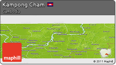 Physical Panoramic Map of Kampong Cham