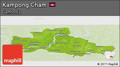Physical Panoramic Map of Kampong Cham, lighten