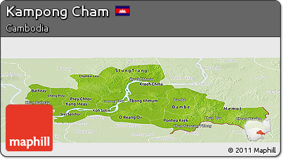 Physical Panoramic Map of Kampong Cham, lighten