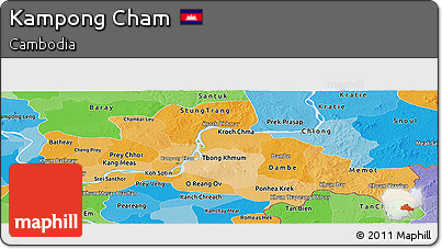 Political Shades Panoramic Map of Kampong Cham