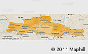 Political Shades Panoramic Map of Kampong Cham, shaded relief outside