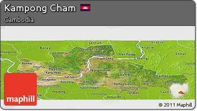 Satellite Panoramic Map of Kampong Cham, physical outside