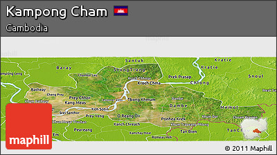 Satellite Panoramic Map of Kampong Cham, physical outside