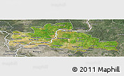 Satellite Panoramic Map of Kampong Cham, semi-desaturated