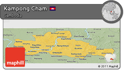 Savanna Style Panoramic Map of Kampong Cham