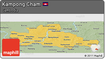Savanna Style Panoramic Map of Kampong Cham