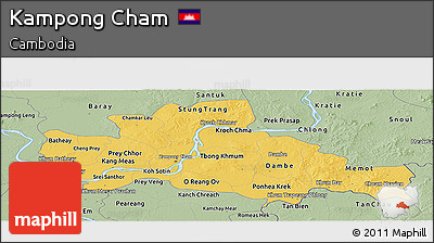 Savanna Style Panoramic Map of Kampong Cham