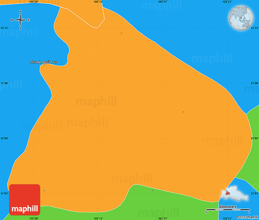 Political Simple Map of Prey Chhor