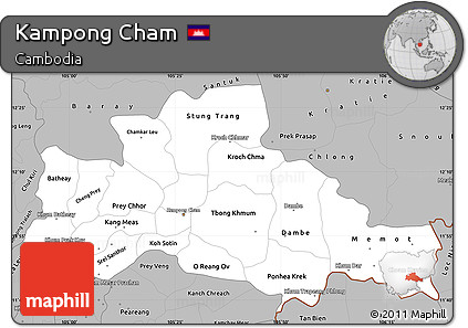 Gray Simple Map of Kampong Cham