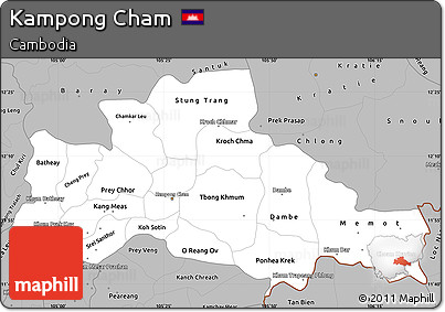 Gray Simple Map of Kampong Cham