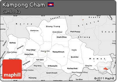 Silver Style Simple Map of Kampong Cham