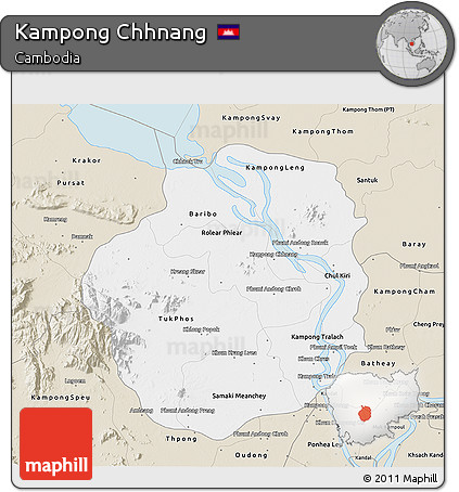 Classic Style 3D Map of Kampong Chhnang
