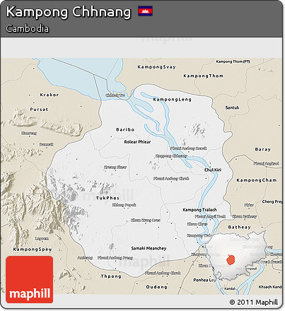 Classic Style 3D Map of Kampong Chhnang