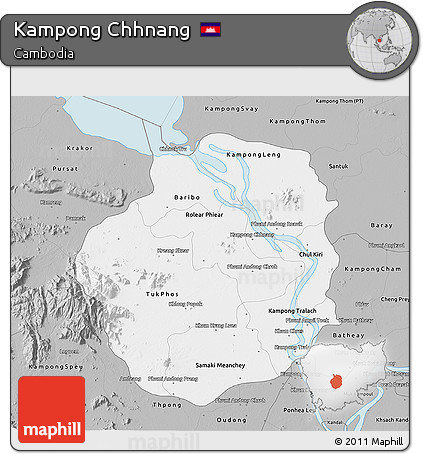 Gray 3D Map of Kampong Chhnang
