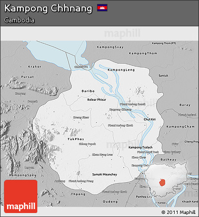 Gray 3D Map of Kampong Chhnang