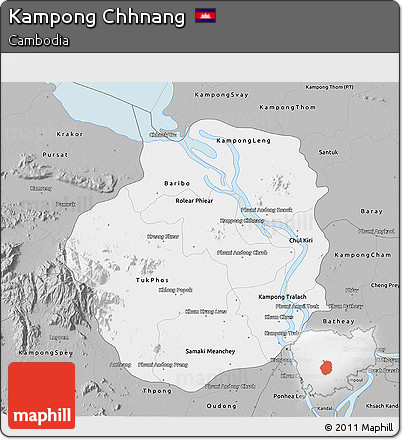 Gray 3D Map of Kampong Chhnang