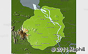Physical 3D Map of Kampong Chhnang, darken