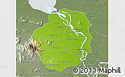 Physical 3D Map of Kampong Chhnang, semi-desaturated