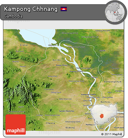 Satellite 3D Map of Kampong Chhnang