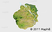 Satellite 3D Map of Kampong Chhnang, single color outside