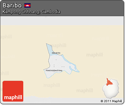 Classic Style 3D Map of Baribo, single color outside