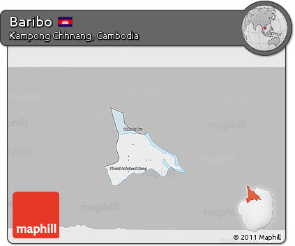 Gray 3D Map of Baribo, single color outside