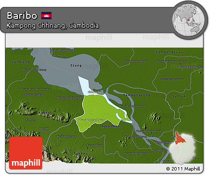 Physical 3D Map of Baribo, darken