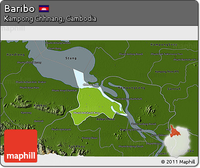 Physical 3D Map of Baribo, darken