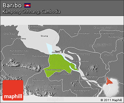 Physical 3D Map of Baribo, desaturated