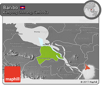 Physical 3D Map of Baribo, desaturated