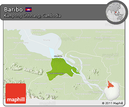 Physical 3D Map of Baribo, lighten