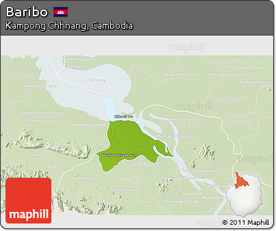 Physical 3D Map of Baribo, lighten