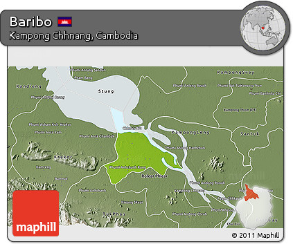 Physical 3D Map of Baribo, semi-desaturated