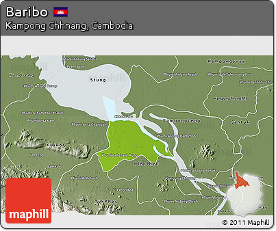 Physical 3D Map of Baribo, semi-desaturated