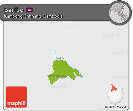 Physical 3D Map of Baribo, single color outside