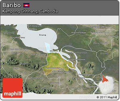 Satellite 3D Map of Baribo, semi-desaturated