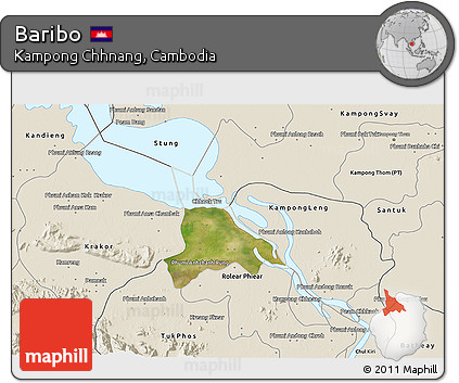 Satellite 3D Map of Baribo, shaded relief outside