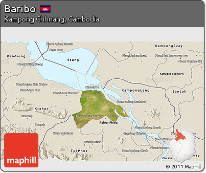 Satellite 3D Map of Baribo, shaded relief outside