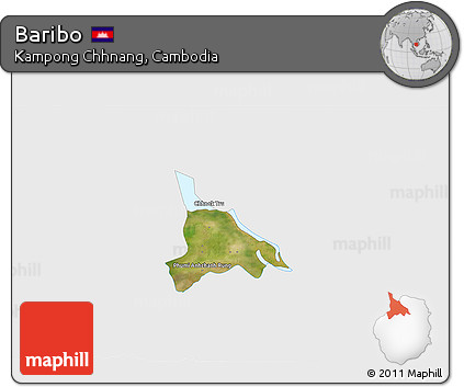 Satellite 3D Map of Baribo, single color outside