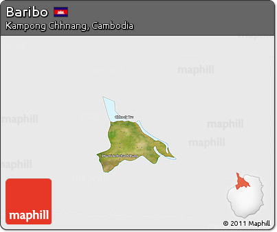 Satellite 3D Map of Baribo, single color outside