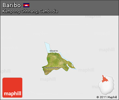 Satellite 3D Map of Baribo, single color outside