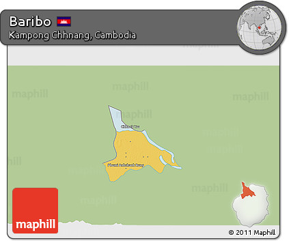 Savanna Style 3D Map of Baribo, single color outside