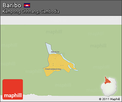 Savanna Style 3D Map of Baribo, single color outside